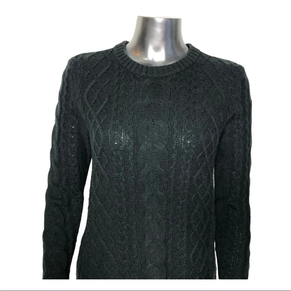 Lord & Taylor Cable Knit Crew  Neck Sweater Black - Picture 2 of 6